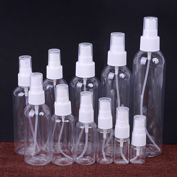 Wholesale 1oz 30ml 50ml 60ml 80ml 100ml 120ml 150ml alchohols spray bottle empty transparent alcohol PET plastic spray bottles